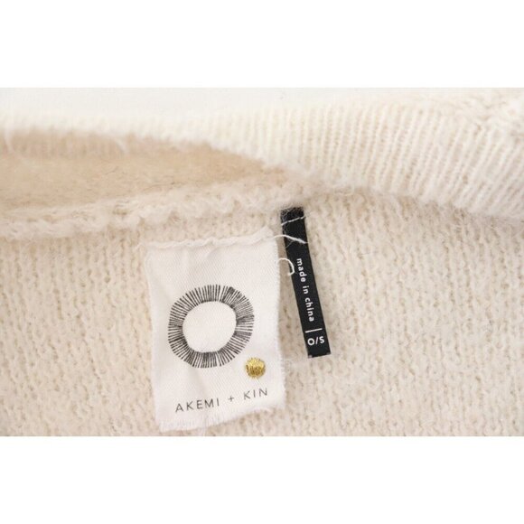 Akemi+Kin Women's One Size Cream Cardigan Tunic Sweater Open Front Eyelet - Picture 2 of 6